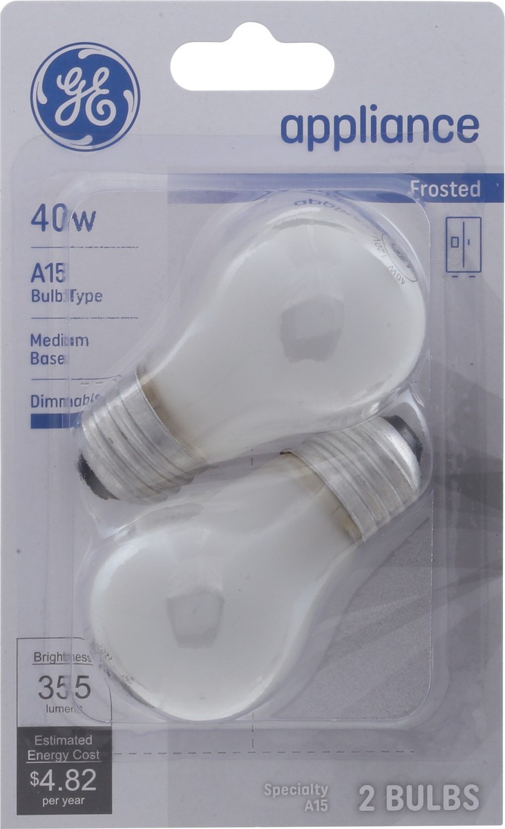 slide 8 of 9, GE Appliance 40 Watts Frosted Light Bulb 2 ea, 2 ct