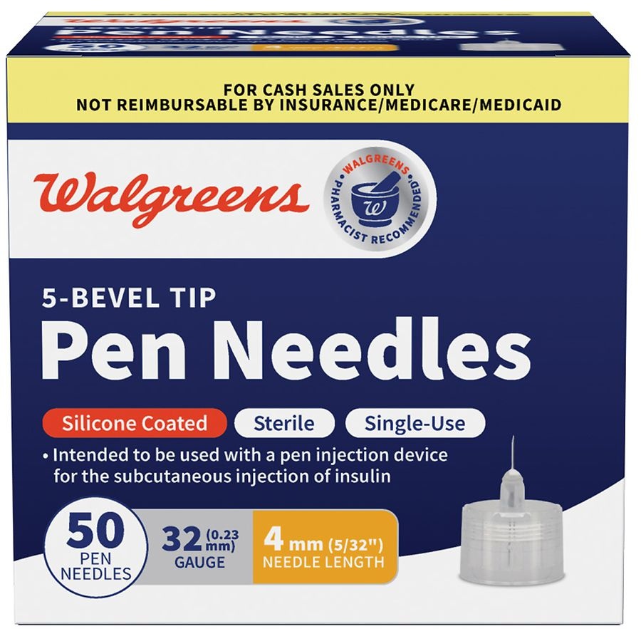 slide 1 of 1, Walgreens 5-Bevel Tip Pen Needles, 32 gram 50 ct
