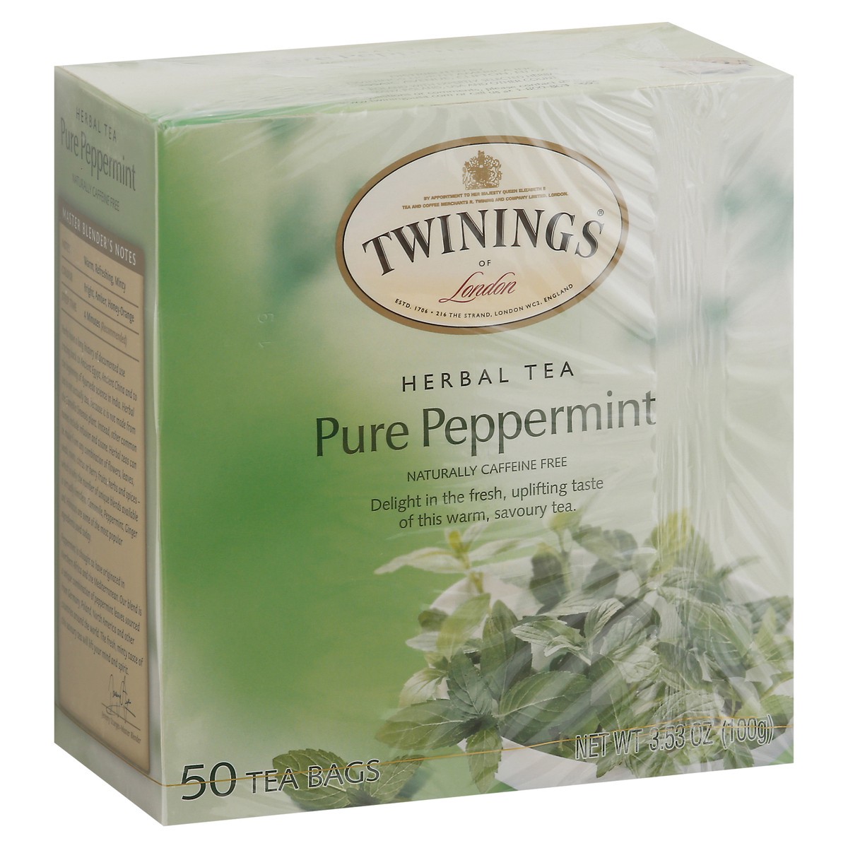 slide 2 of 9, Twinings Caffeine-Free Pure Peppermint Herbal Tea Value Pack 50 Tea Bags, 50 ct