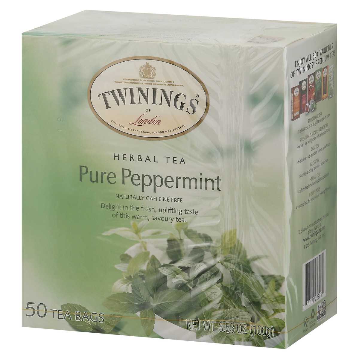 slide 7 of 9, Twinings Caffeine-Free Pure Peppermint Herbal Tea Value Pack 50 Tea Bags, 50 ct