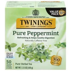 Twinings Caffeine-Free Pure Peppermint Herbal Tea Value Pack 50 Tea Bags