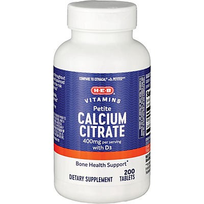 slide 1 of 1, H-E-B Calcium Citrate + D3 Miniatures Coated Tablets, 200 ct