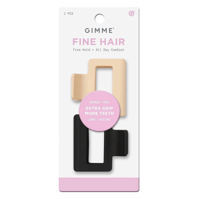 slide 1 of 8, Gimme Beauty Square Extra Grip Claw Clip - 2pc - Black, 2 ct