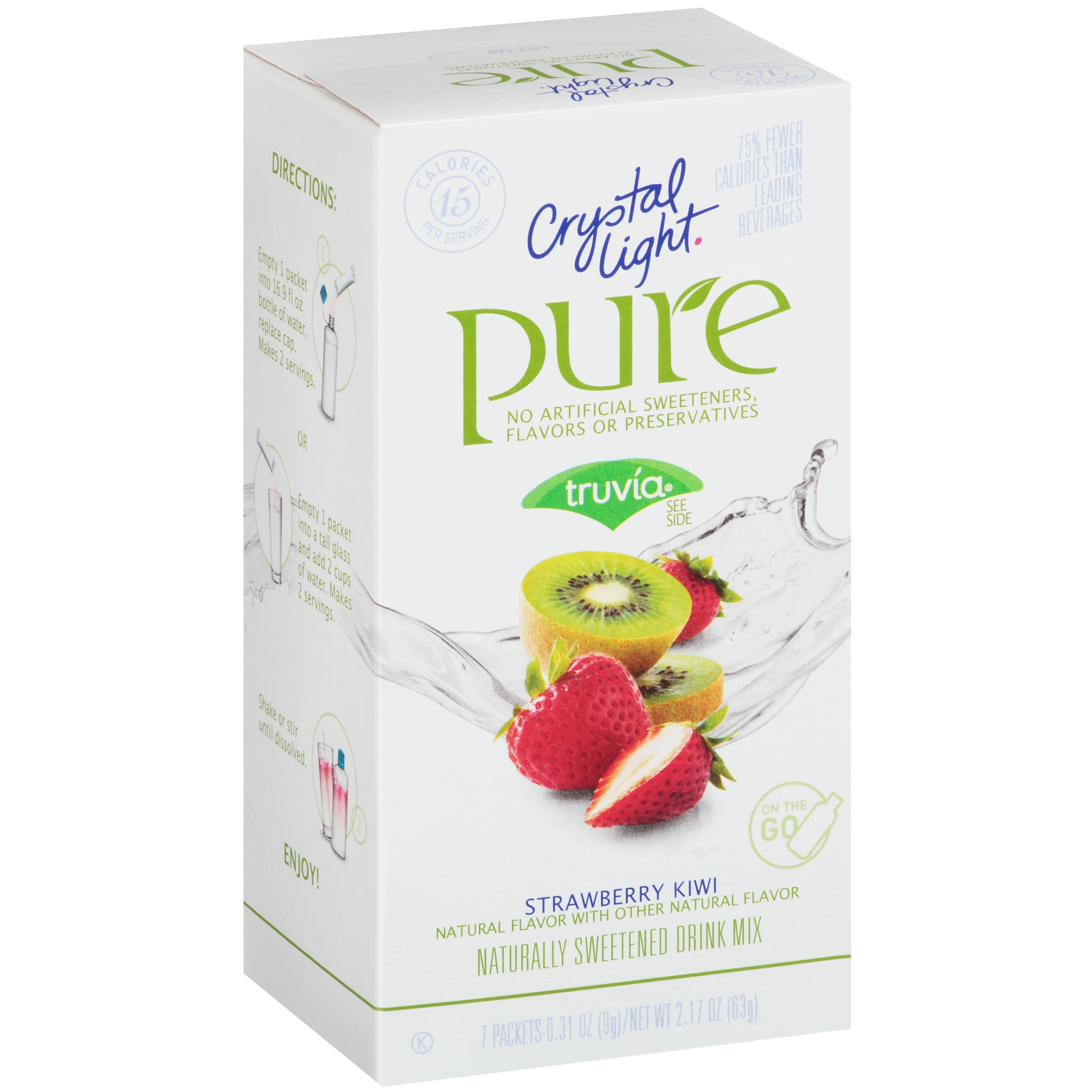slide 2 of 6, Crystal Light Pure Fitness On the Go Strawberry Kiwi Naturally Sweetened Drink Mix, 7 ct