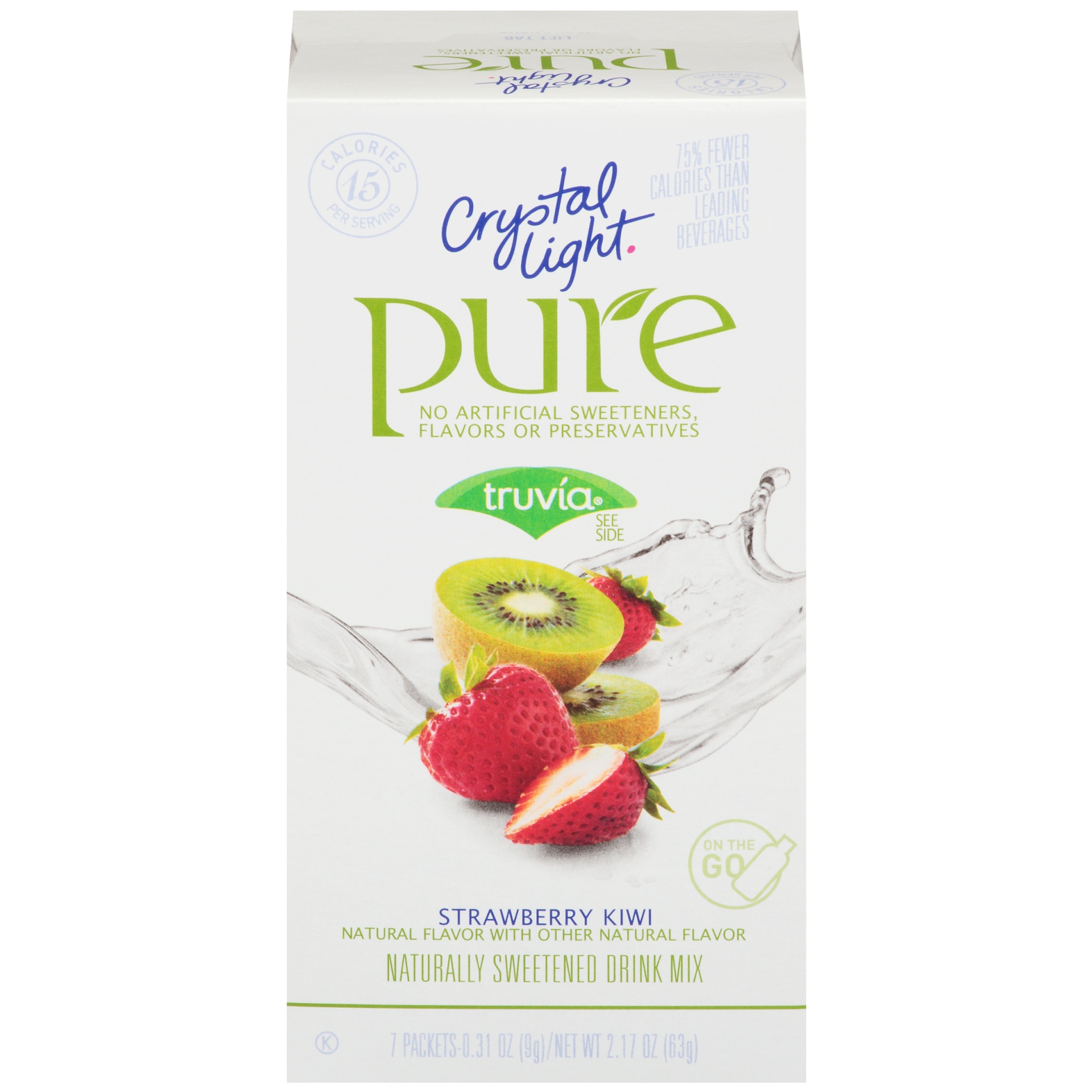 slide 1 of 6, Crystal Light Pure Fitness On the Go Strawberry Kiwi Naturally Sweetened Drink Mix, 7 ct