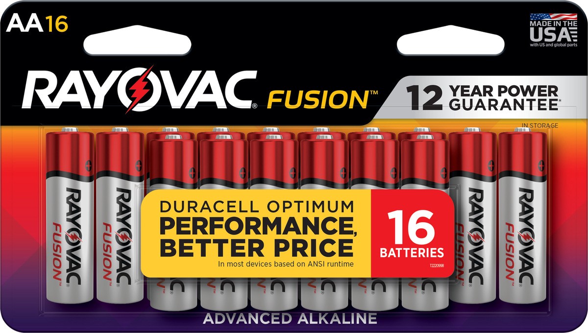 slide 3 of 3, Rayovac Fusion 16 Pack AA Alkaline Batteries 16 ea Blister Pack, 16 ct