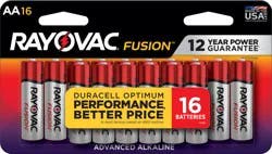 Rayovac Fusion 16 Pack AA Alkaline Batteries 16 ea Blister Pack