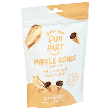 slide 1 of 1, Just the Fun Part Milk Chocolate & Cookie Butter Waffle Cones Bite-Sized 4.23 oz, 4.23 oz