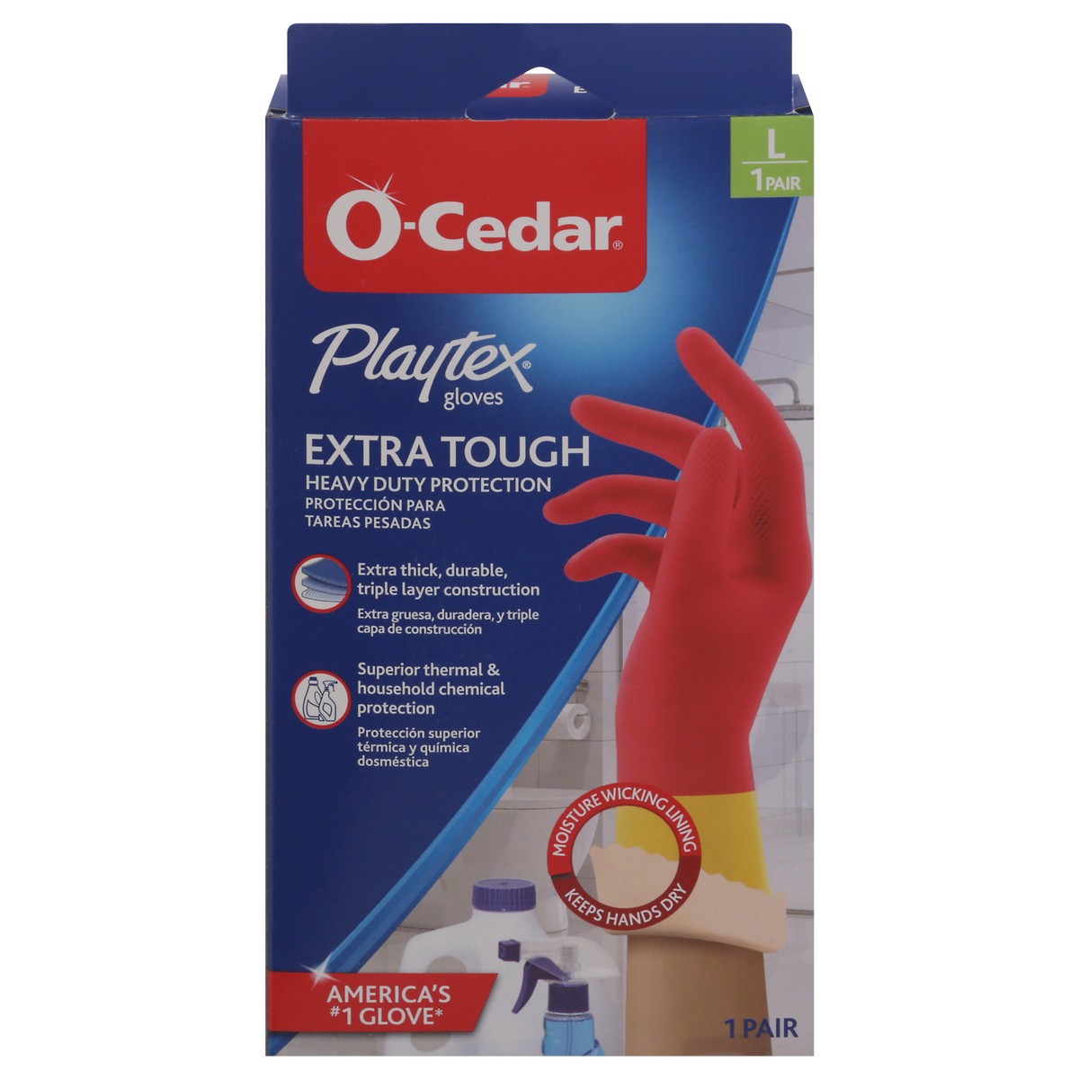 slide 1 of 9, O-Cedar Extra Tough Gloves L 1 ea, 1 ct