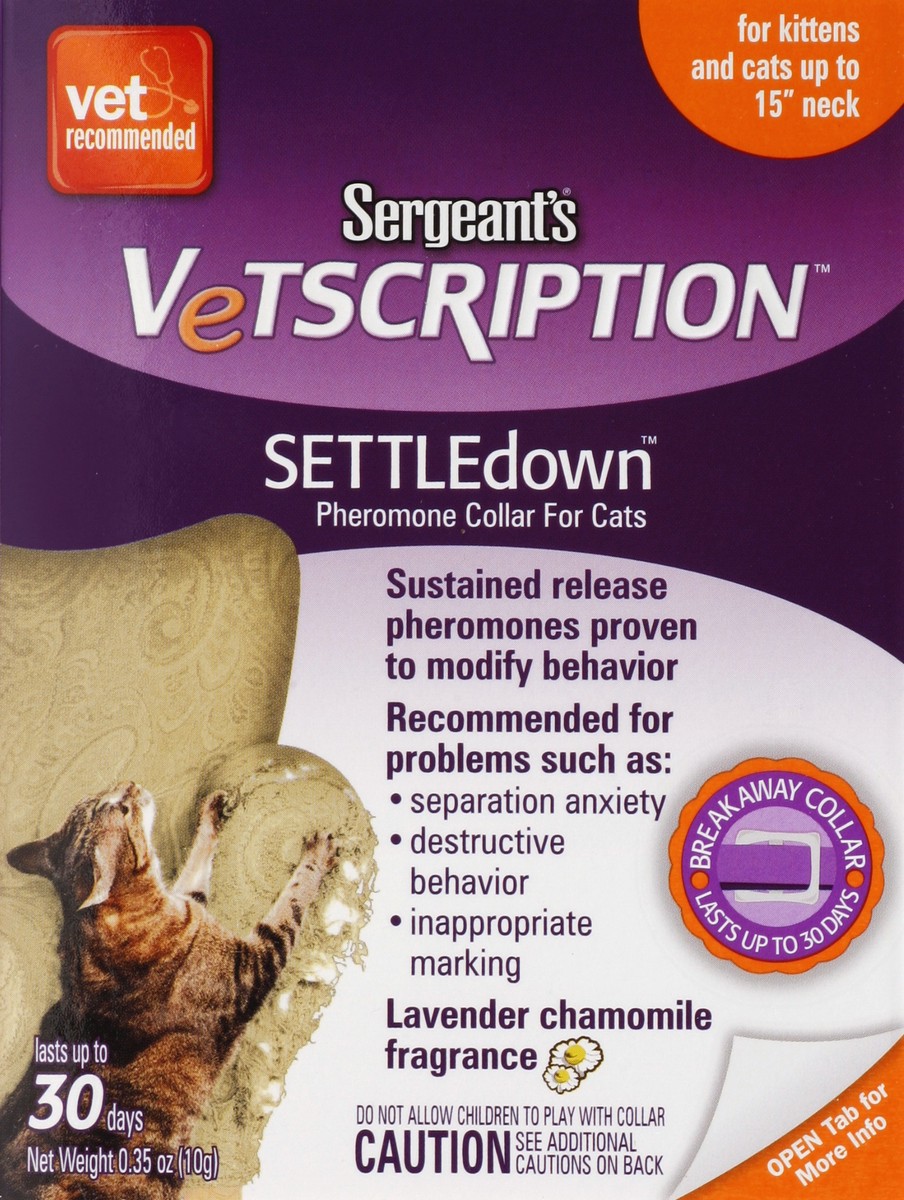 slide 2 of 4, Sergeant's Vetscription Settledown Collar For Cats Lavender Chamomile, 0.35 oz