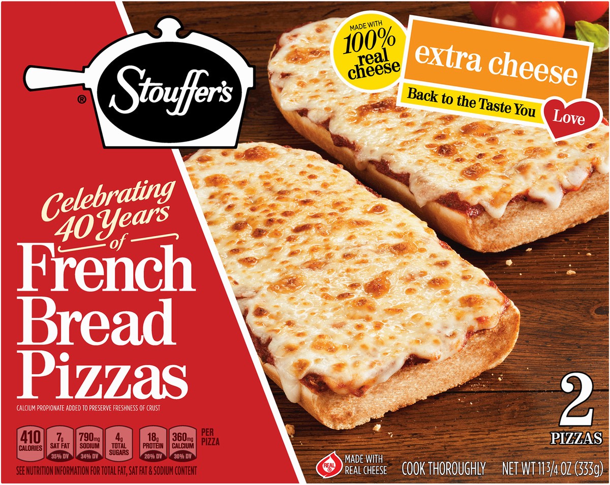 slide 5 of 8, Stouffer's Frozen Pizza - Extra Cheese French Bread Pizza, 11.75 oz