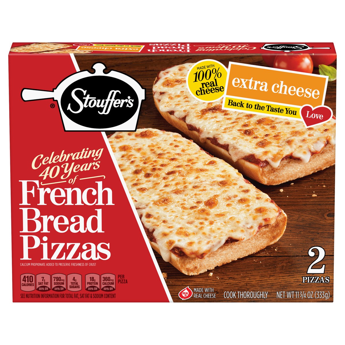 slide 1 of 8, Stouffer's Frozen Pizza - Extra Cheese French Bread Pizza, 11.75 oz