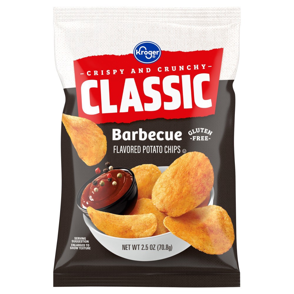 slide 1 of 1, Kroger® Classic Barbecue Flavored Potato Chips Single-Serve Bag, 2.5 oz