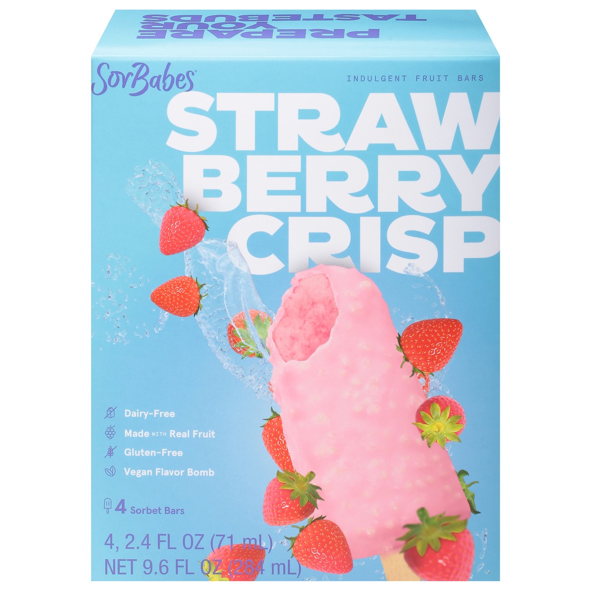 slide 1 of 13, Sorbabes Strawberry Crisp Sorbet Bars 4 - 2.7 fl oz Bars, 4 ct