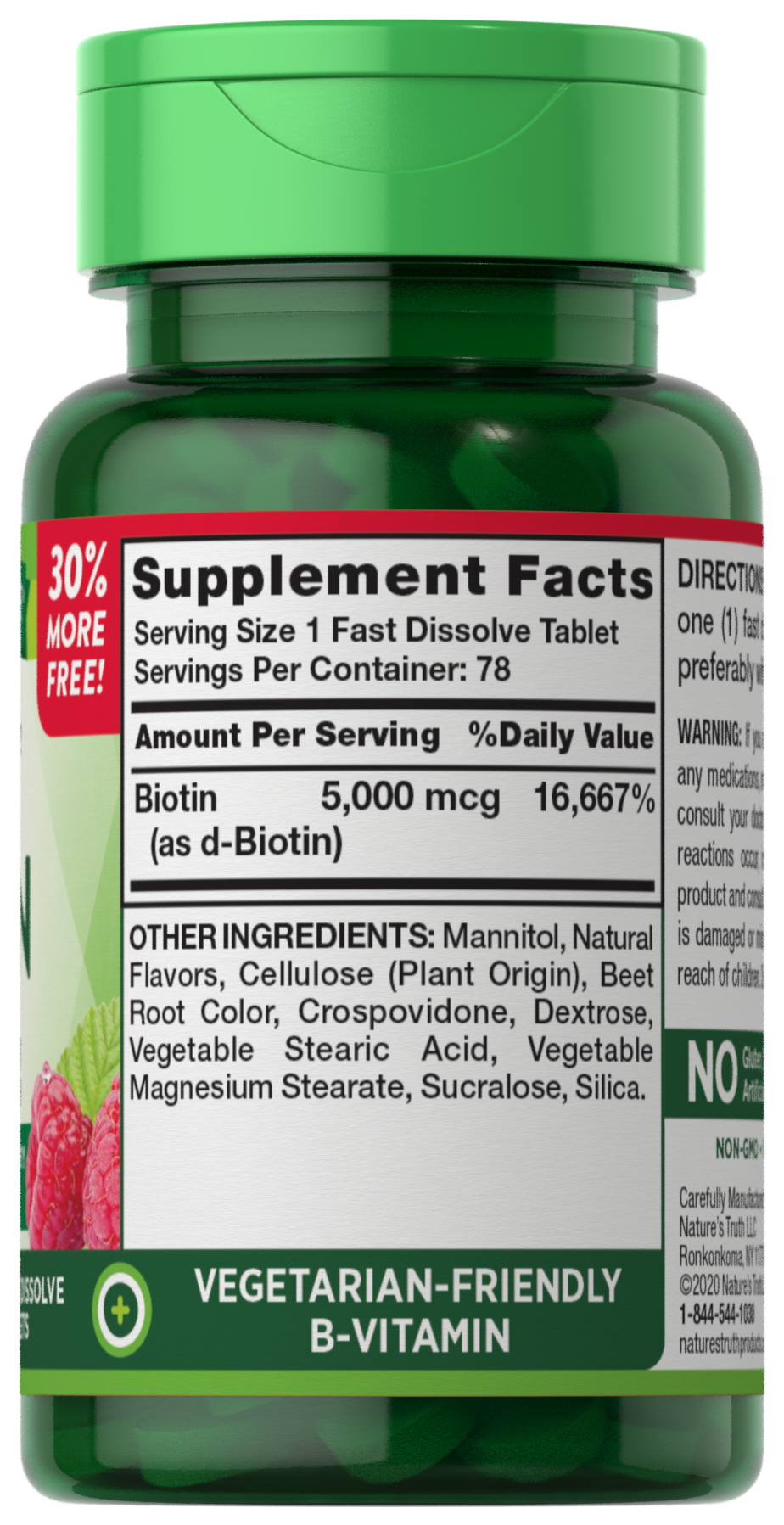 slide 2 of 4, Nature's Truth Natures Truth Fast Dissolve Biotin 5000Mg Tabs, 78 ct