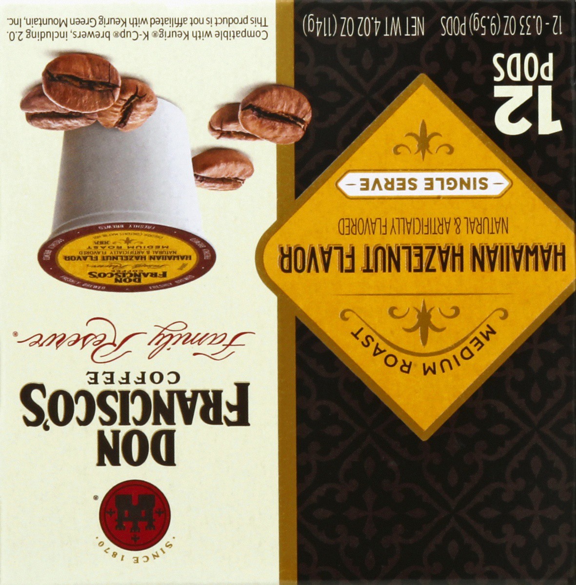 slide 6 of 9, Don Francisco's Don Franciscos Single Serve Pods Medium Roast Hawaiian Hazelnut Flavor Coffee - 12 ct, 12 ct