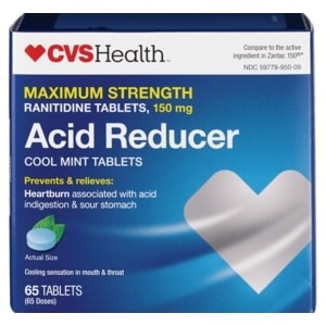 slide 1 of 1, CVS Health Maximum Strength Acid Reducer Cool Mint, 65 ct