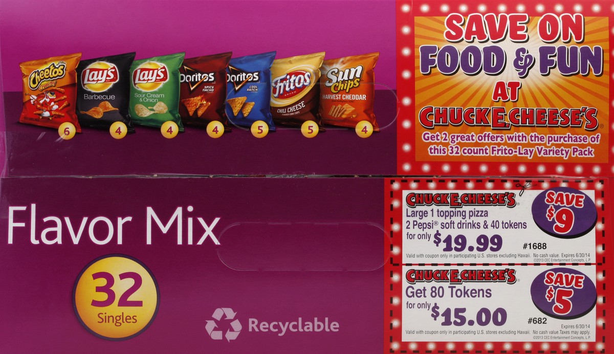 slide 5 of 5, Frito-Lay FritoLay Variety Pack Flavor Mix (32 - 1 Ounce) 32 Ounce 32 Pack Bag in Box, 32 oz