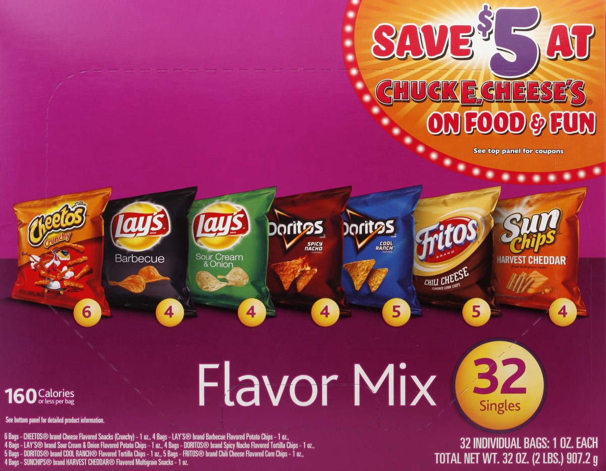 slide 4 of 5, Frito-Lay FritoLay Variety Pack Flavor Mix (32 - 1 Ounce) 32 Ounce 32 Pack Bag in Box, 32 oz