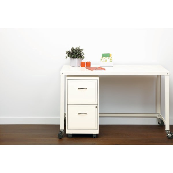 slide 6 of 8, Realspace 18''D 2-Drawer Metal Mobile Vertical File Cabinet, Pearl White, 1 ct