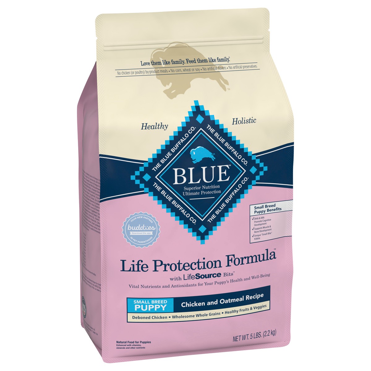 slide 5 of 8, Blue Buffalo Life Protection Formula Small Breed Puppy Dry Dog Food with DHA, Vital Nutrients & Antioxidants, Made with Natural Ingredients, Chicken & Oatmeal Recipe, 5-lb Bag, 5 lb