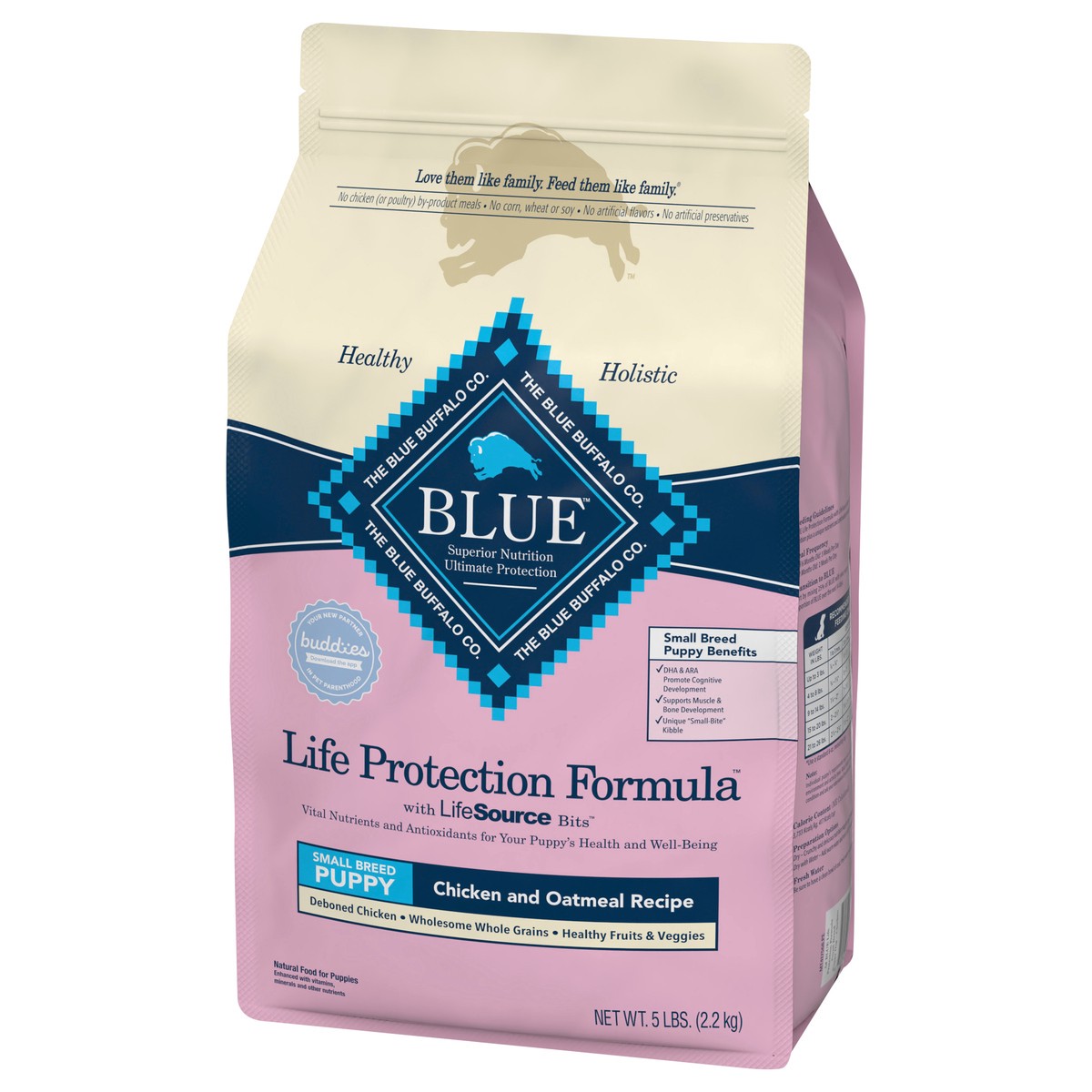 slide 3 of 8, Blue Buffalo Life Protection Formula Small Breed Puppy Dry Dog Food with DHA, Vital Nutrients & Antioxidants, Made with Natural Ingredients, Chicken & Oatmeal Recipe, 5-lb Bag, 5 lb