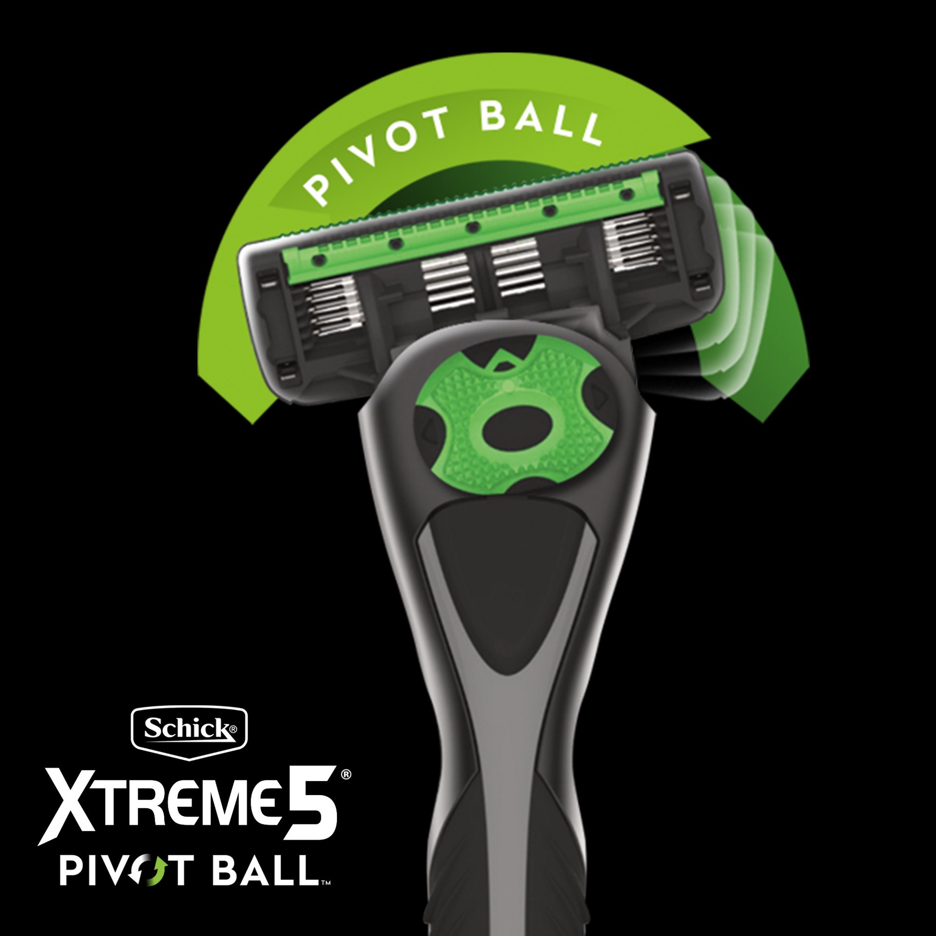 slide 3 of 5, Schick Xtreme5 Men's PivotBall Razor, 1 Handle Plus 2 Refills, 1 ct