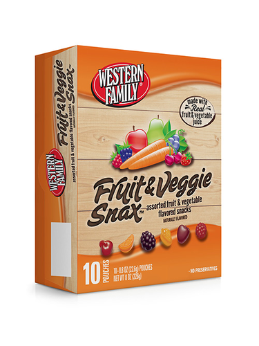 slide 1 of 1, Western Family Fruit And Veggie Snax, 10 ct
