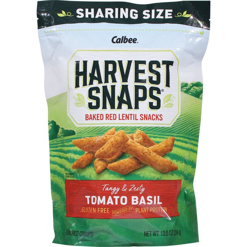 slide 3 of 5, Harvest Snaps Sharing Size Tomato Basil Baked Red Lentil Snacks 10.0 oz, 10 oz