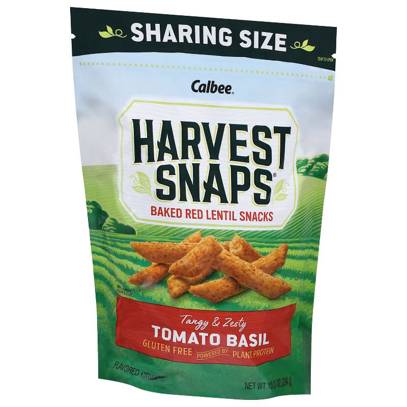 slide 4 of 5, Harvest Snaps Sharing Size Tomato Basil Baked Red Lentil Snacks 10.0 oz, 10 oz