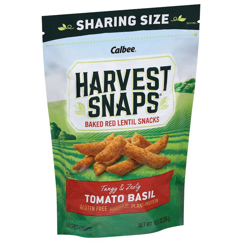 slide 5 of 5, Harvest Snaps Sharing Size Tomato Basil Baked Red Lentil Snacks 10.0 oz, 10 oz