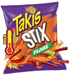 Takis Flare Stix Chili Pepper & Lime Flavored Medium Spicy Corn Snack Sticks - 4 oz