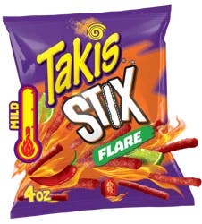 Takis Flare Stix Chili Pepper & Lime Flavored Medium Spicy Corn Snack Sticks - 4 oz