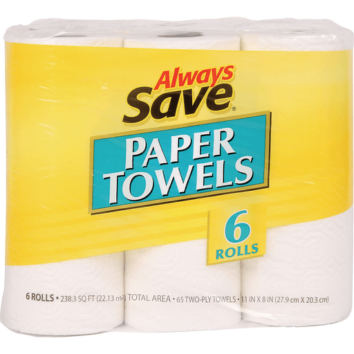 slide 1 of 1, Always Save Paper Towels, 6 ct