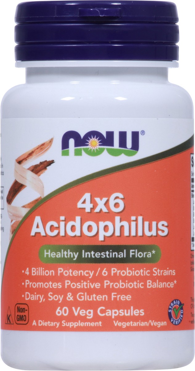 slide 4 of 9, NOW Acidophilus 4x6 - 60 Veg Capsules, 60 ct