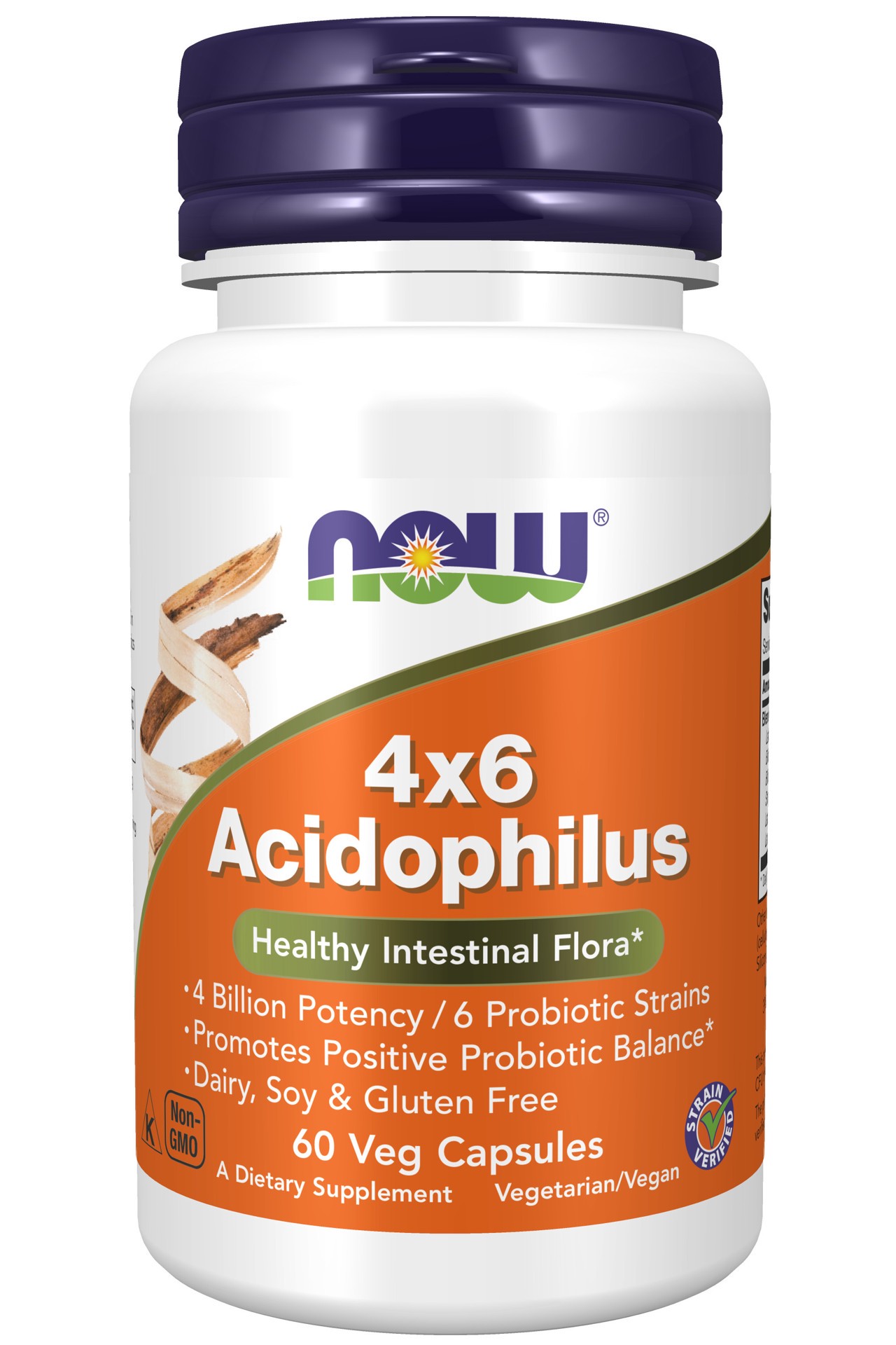 slide 1 of 9, NOW Acidophilus 4x6 - 60 Veg Capsules, 60 ct