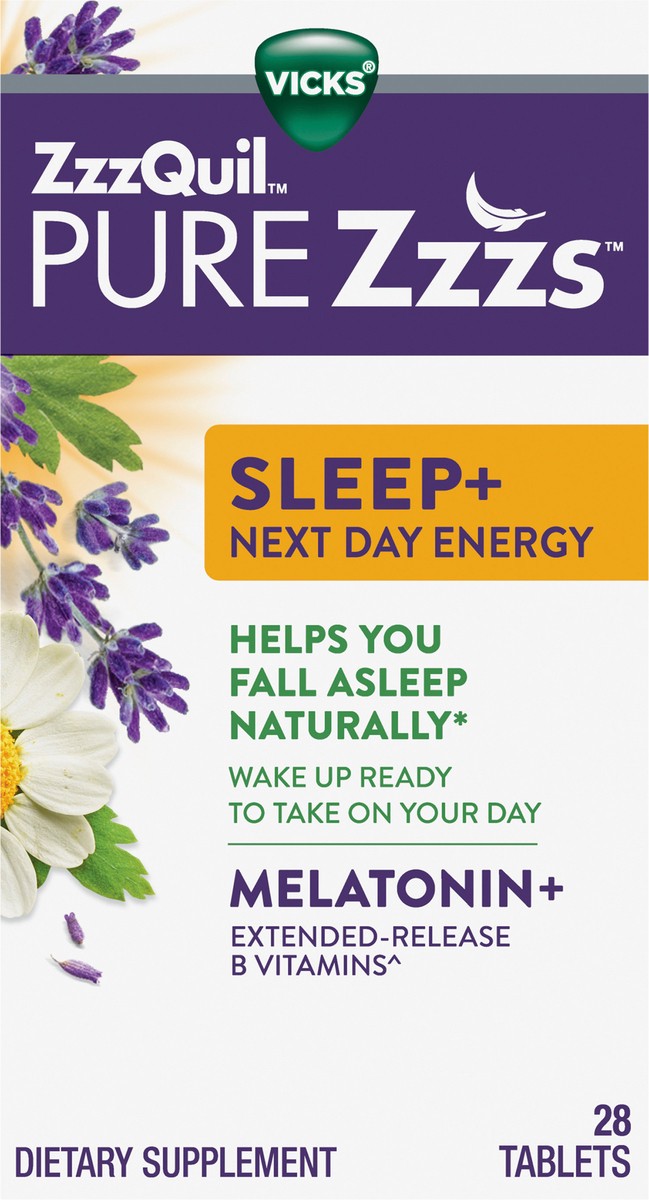 slide 2 of 2, Vicks Zzzquil Melatonin, Sleep + Next Day Energy, Tablets, 28 ct
