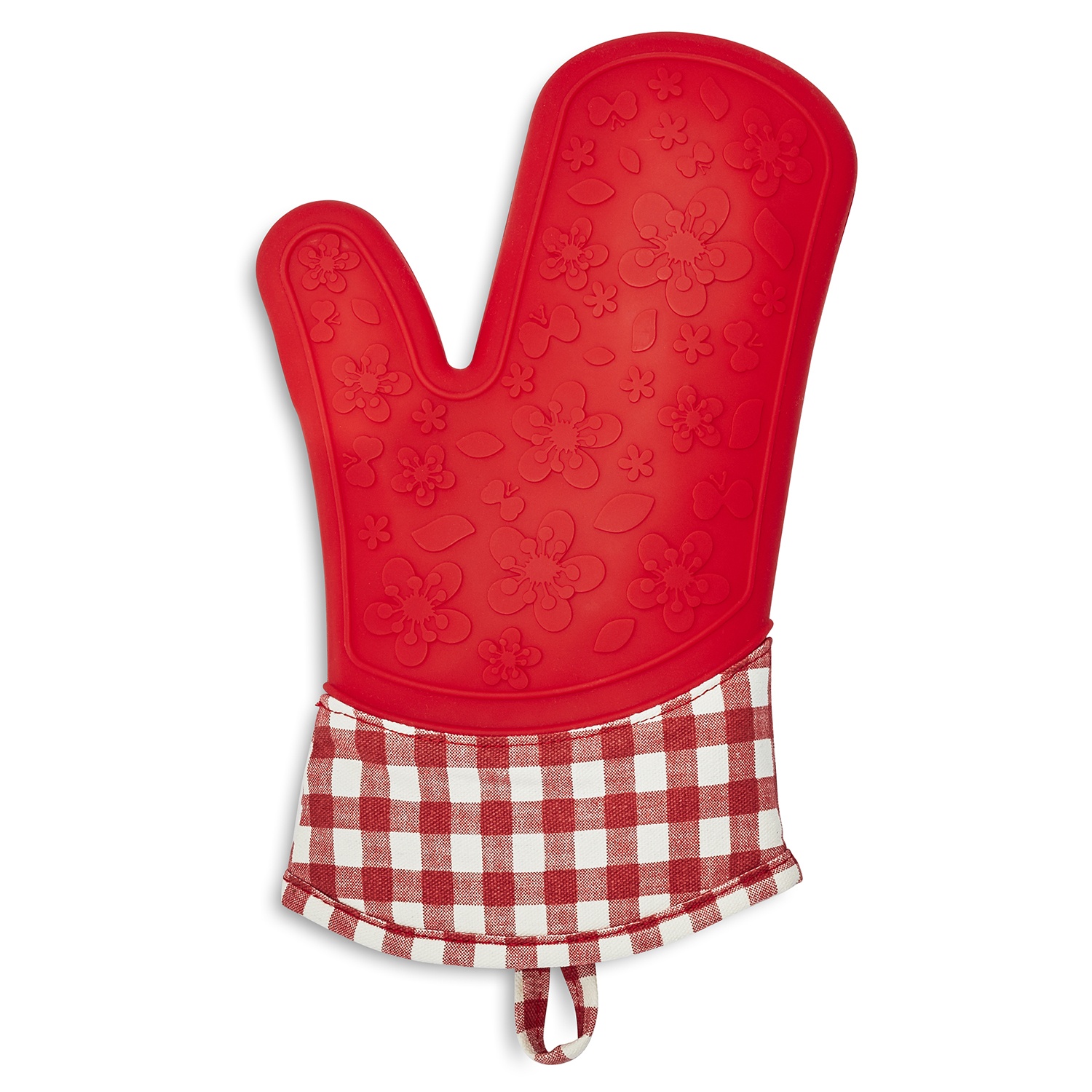 slide 1 of 1, Sur La Table Steam Stop Gingham Oven Mitt, Red, 1 ct
