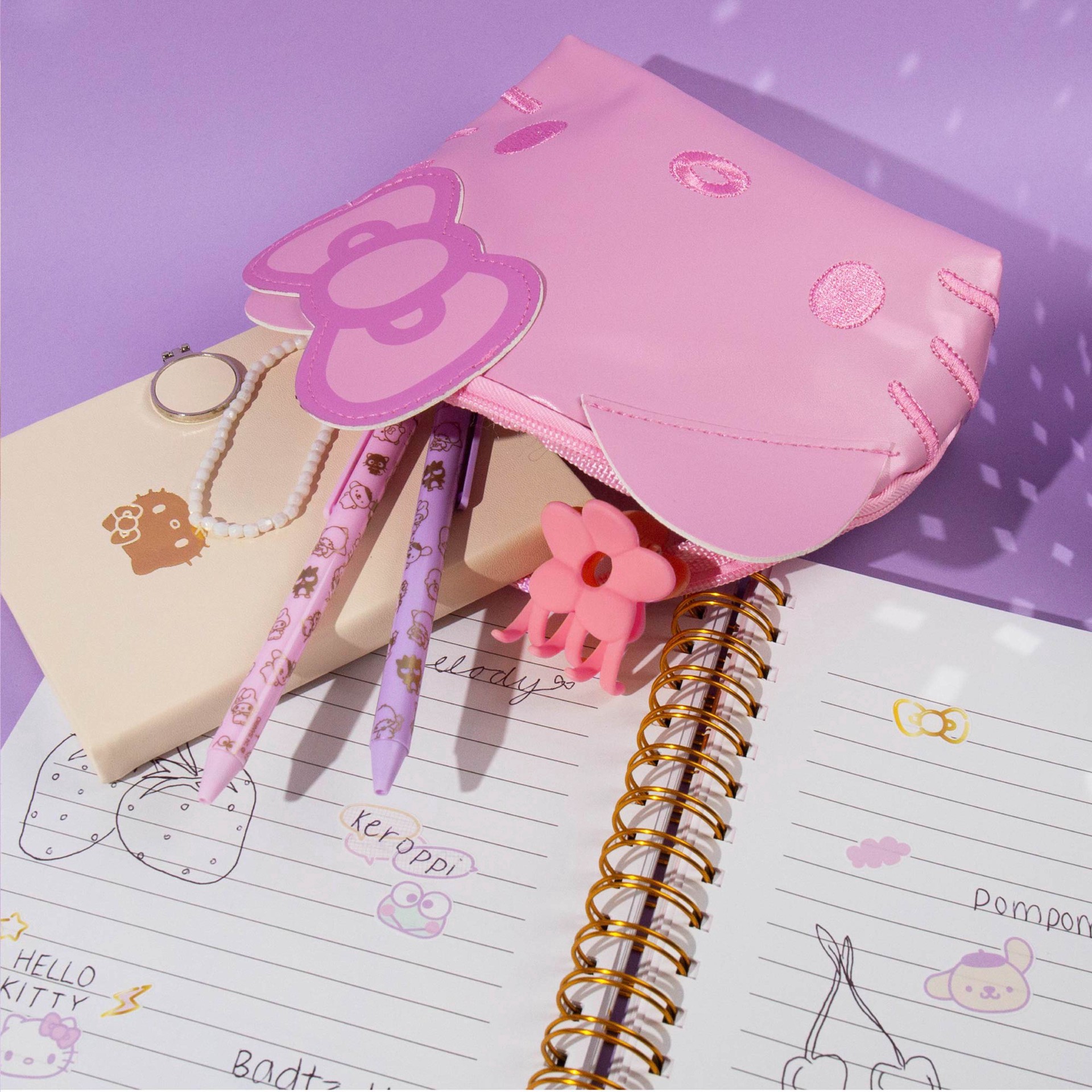 slide 2 of 5, Hello Kitty Pouch, 7.48 in x 2.36 in x 4.33 in