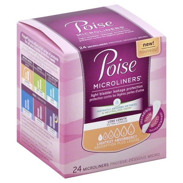 slide 1 of 1, Poise Microliners* Lightest Absorbency Long Length Microliners, 24 ct