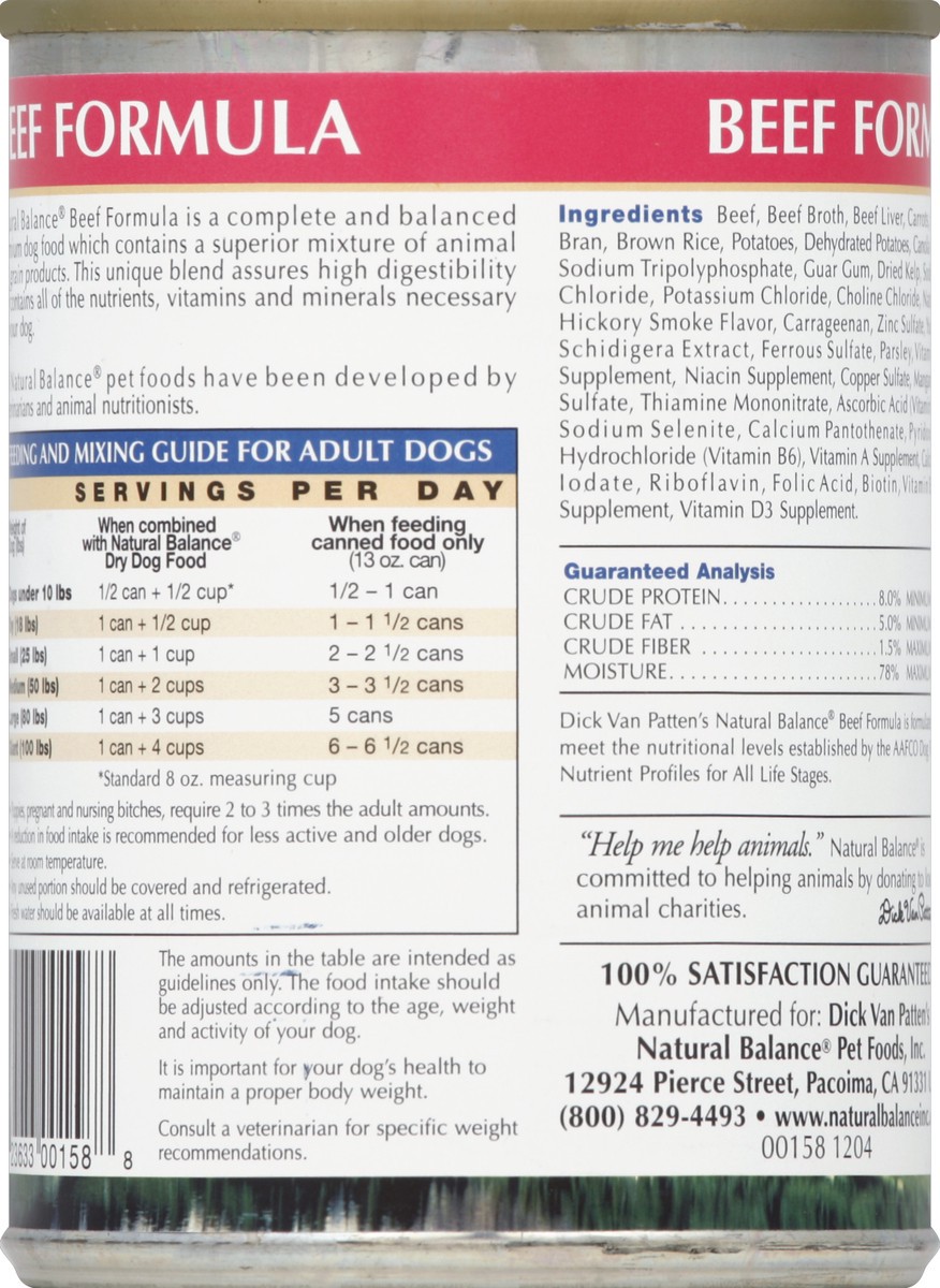 slide 2 of 6, Natural Balance Ultra Premium Beef Formula Canned Dog Food, 13 oz