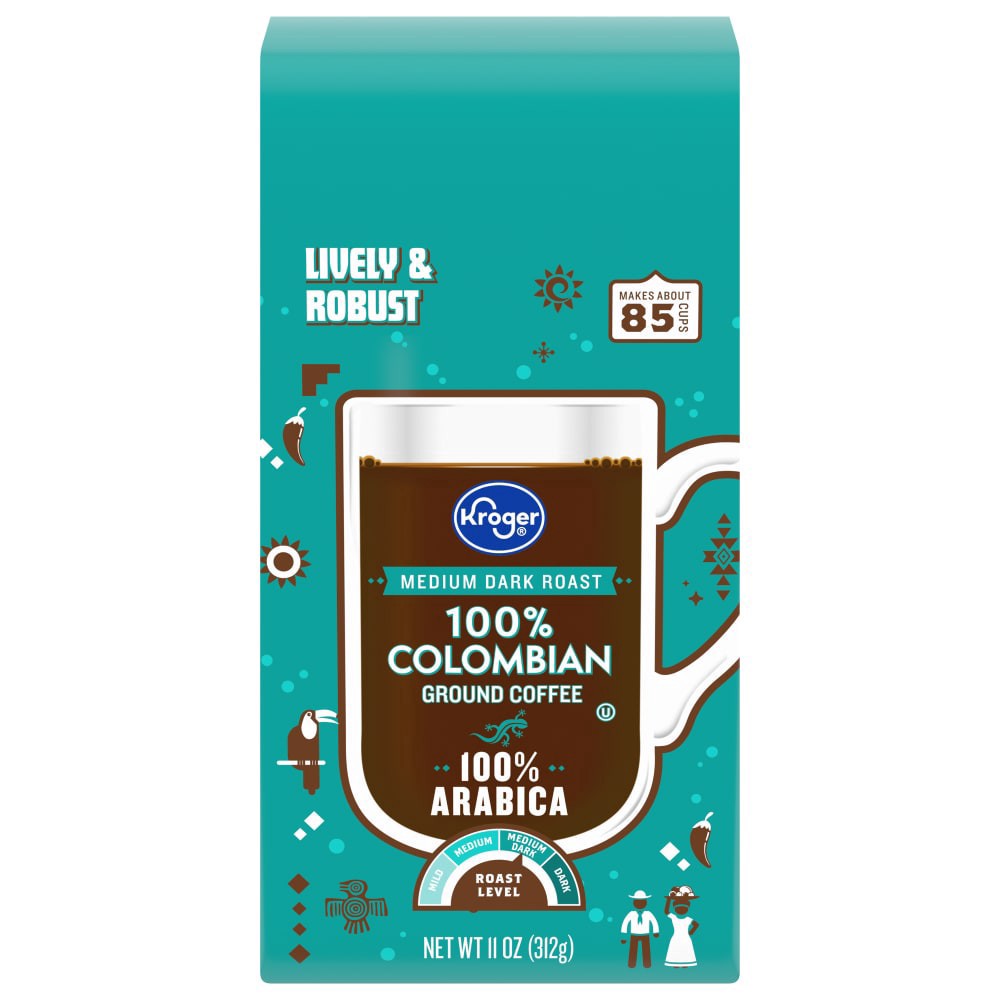 slide 3 of 6, Kroger Medium Dark Roast Colombian Ground Coffee - 11 oz, 11 oz