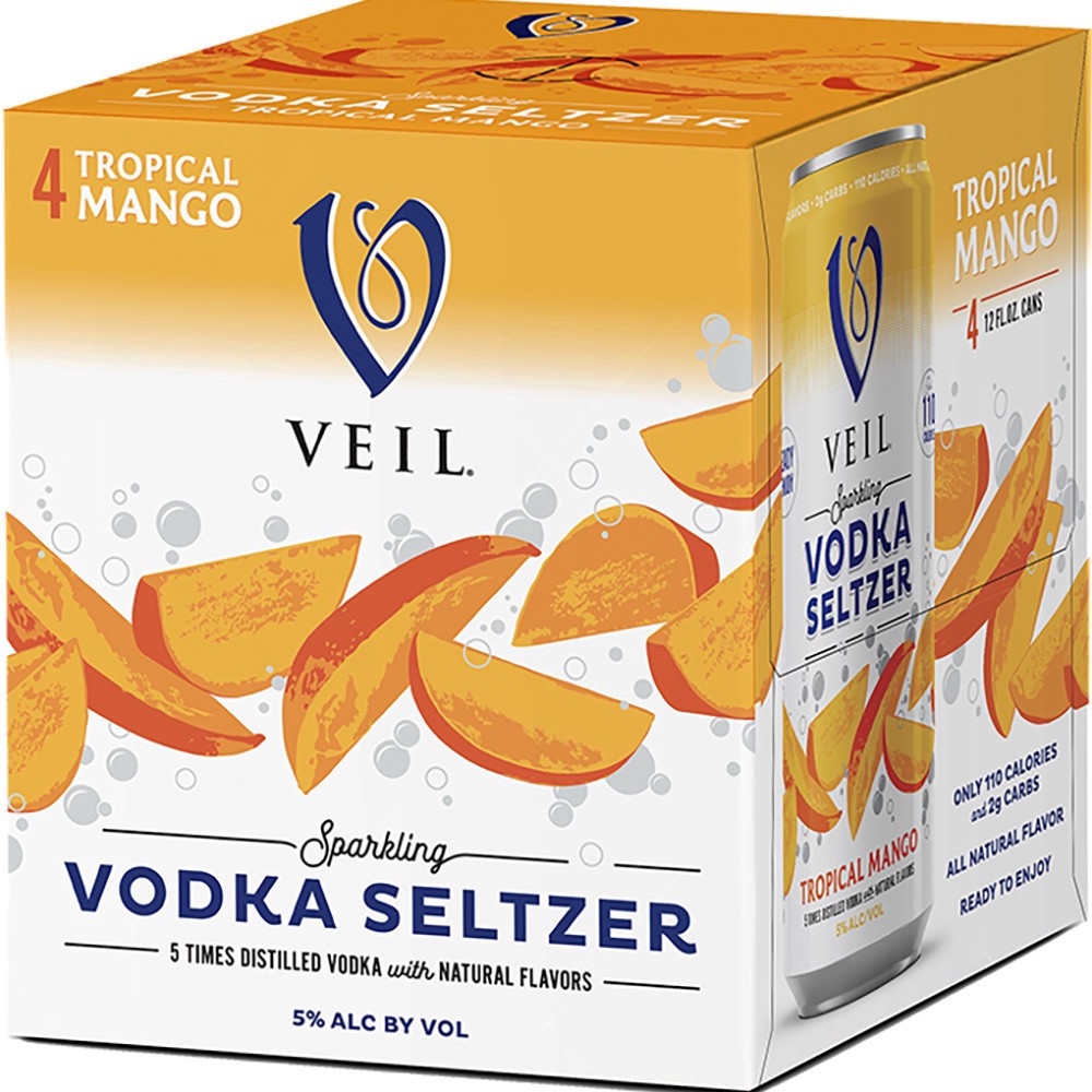 slide 1 of 1, Veil Tropical Mango Seltzer, 4 ct; 12 oz