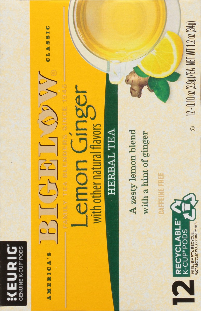 slide 5 of 12, Bigelow Lemon Ginger Herbal Tea 12 ct K-Cup Pods 1.2 oz. Box - 12 ct, 12 ct