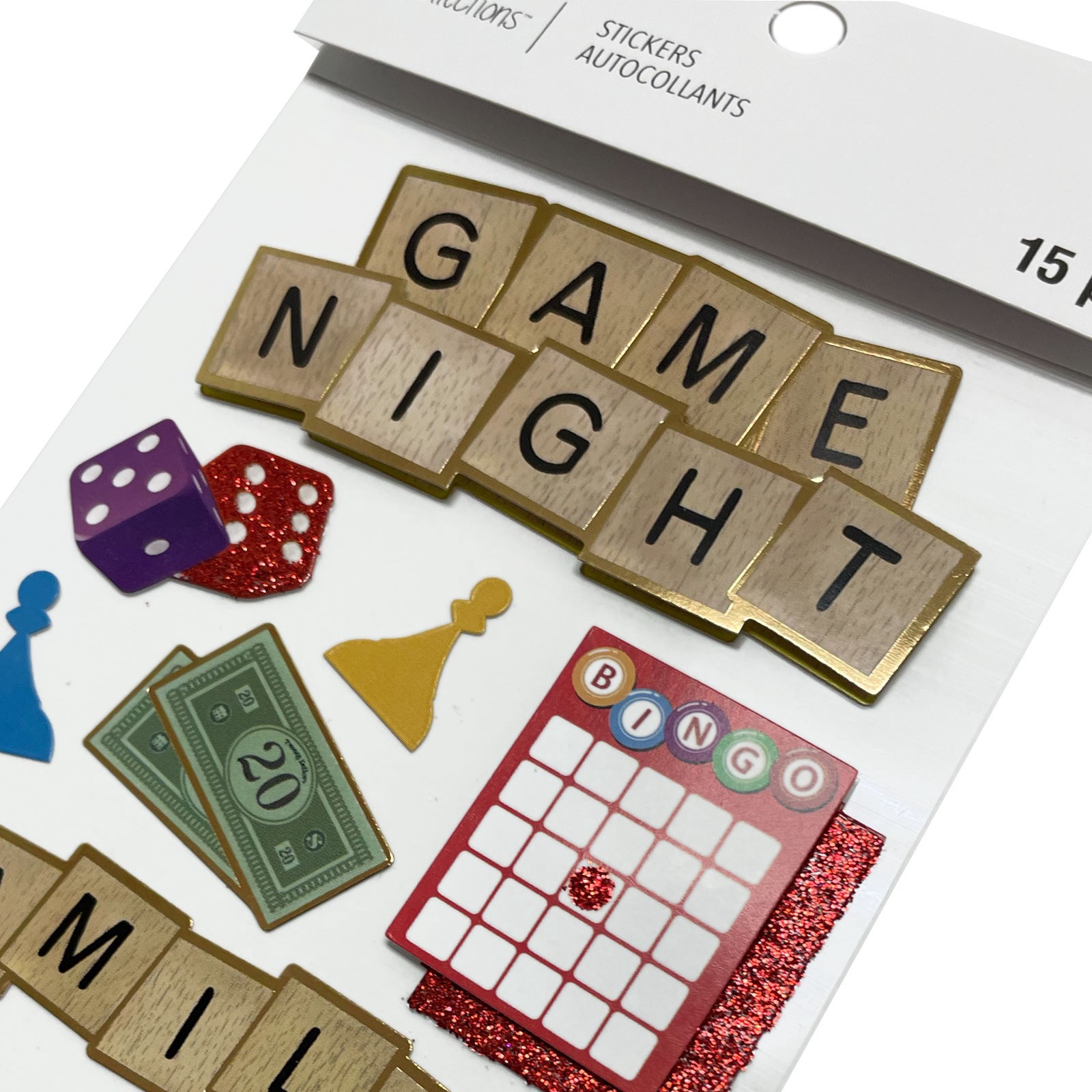 slide 2 of 6, Game Night Dimensional Stickers By Recollections, 3.875 in x 6.875 in