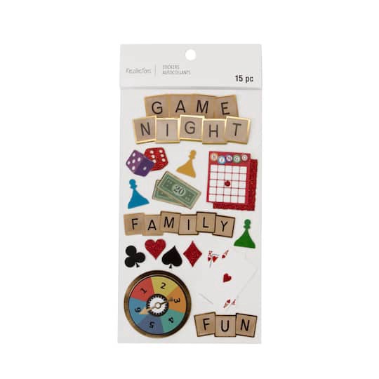 slide 1 of 6, Game Night Dimensional Stickers By Recollections, 3.875 in x 6.875 in