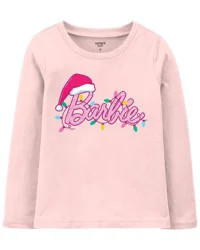 Carter's Kid Barbie Christmas Tee Pink 4