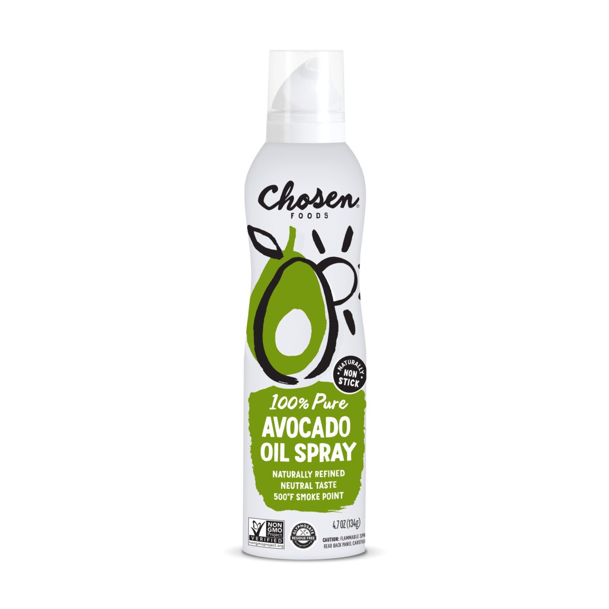 slide 1 of 9, Chosen Foods 100% Pure Avocado Oil Spray, 4.7 fl oz