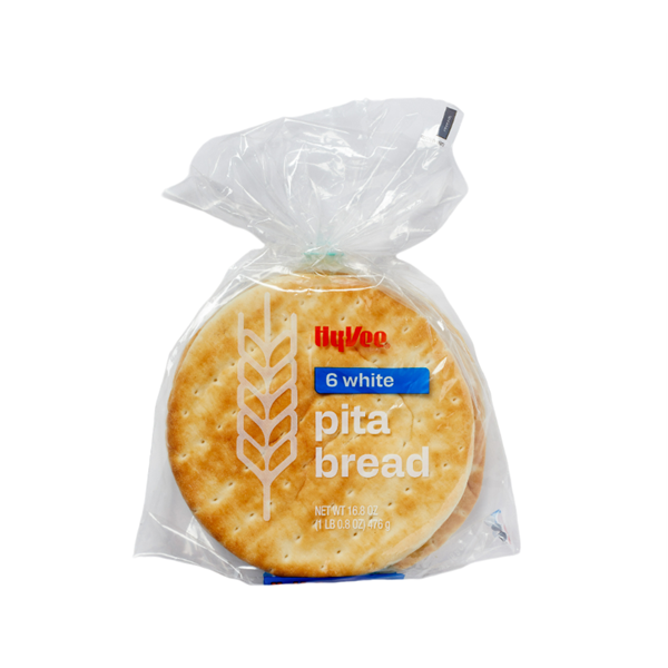 slide 1 of 1, Hy-Vee Pita White 6ct, 16.8 oz