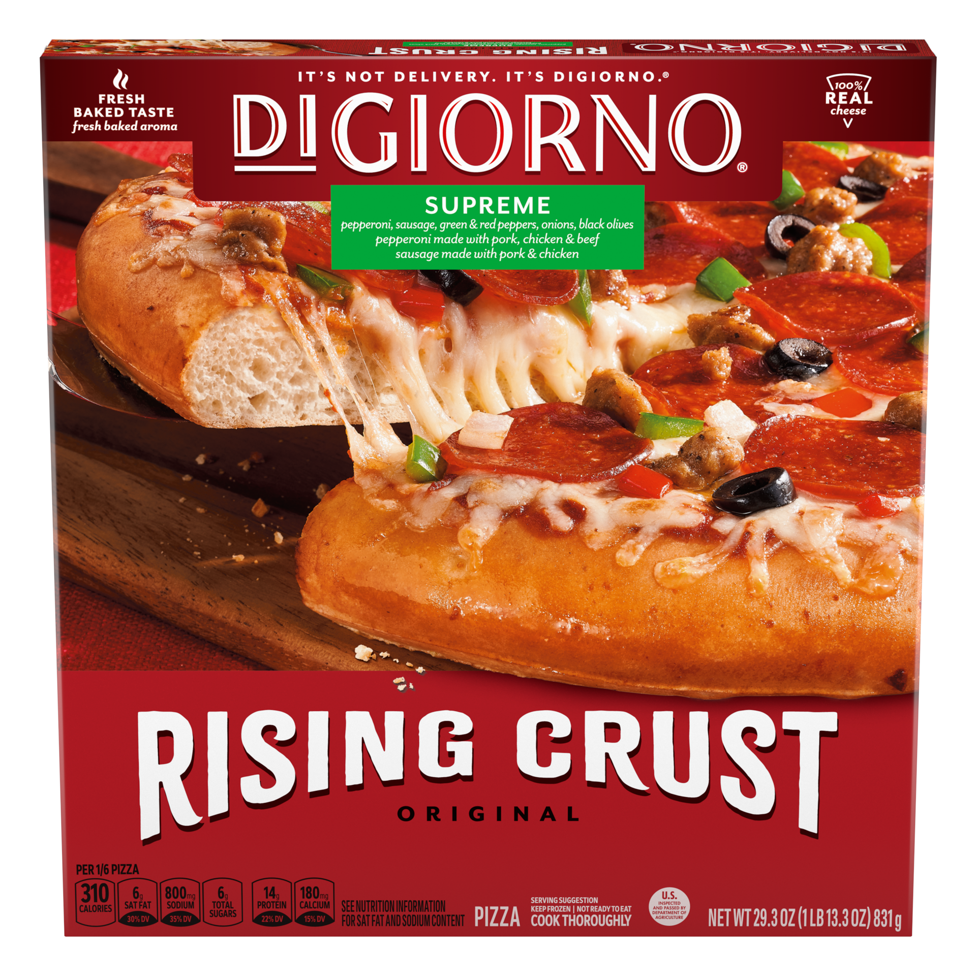 slide 1 of 3, DiGiorno Frozen Pizza, Rising Crust Supreme Pizza, 29.3oz (Frozen), 29.3 oz